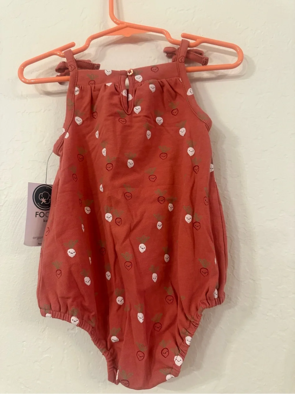 Baby Girl Red Tie-Shoulder One-Piece Bodysuit